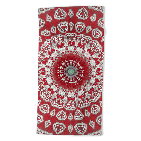 Sheila Wenzel-Ganny Red White Bohemian Mandala Beach Towel