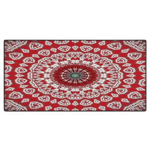 Sheila Wenzel-Ganny Red White Bohemian Mandala Desk Mat