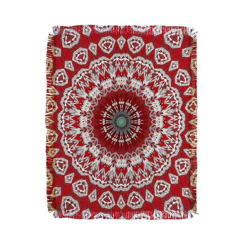 Sheila Wenzel-Ganny Red White Bohemian Mandala Throw Blanket
