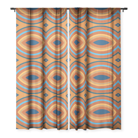 Sheila Wenzel-Ganny Retro Double Rainbow Sheer Window Curtain