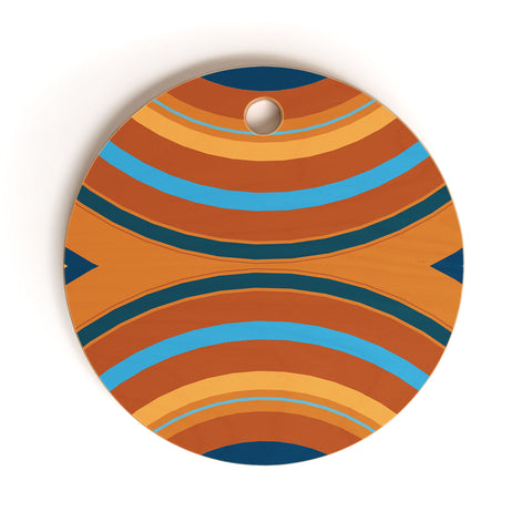 Sheila Wenzel-Ganny Retro Double Rainbow Cutting Board Round