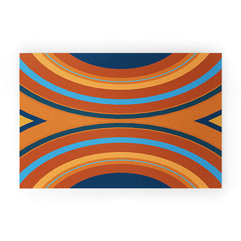 Sheila Wenzel-Ganny Retro Double Rainbow Welcome Mat