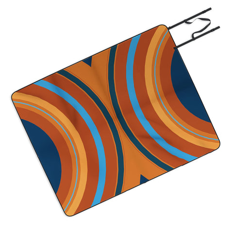 Sheila Wenzel-Ganny Retro Double Rainbow Picnic Blanket