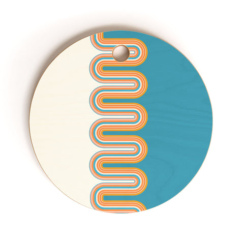 Sheila Wenzel-Ganny Retro Rainbow Wave Cutting Board Round