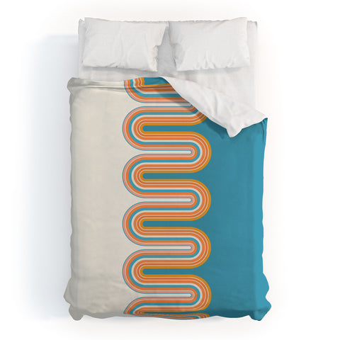 Sheila Wenzel-Ganny Retro Rainbow Wave Duvet Cover