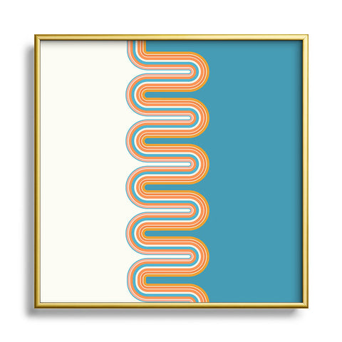 Sheila Wenzel-Ganny Retro Rainbow Wave Metal Square Framed Art Print