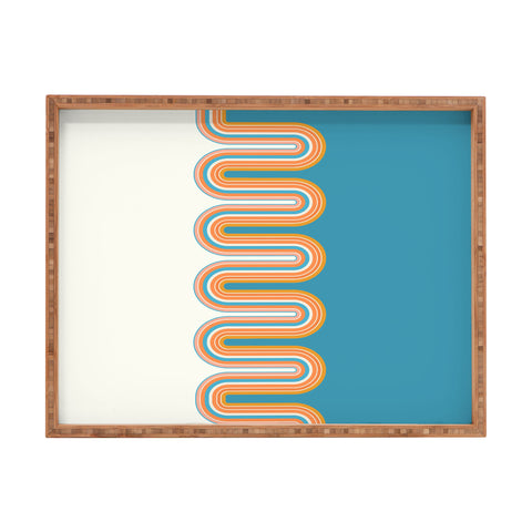 Sheila Wenzel-Ganny Retro Rainbow Wave Rectangular Tray