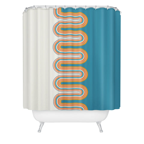 Sheila Wenzel-Ganny Retro Rainbow Wave Shower Curtain