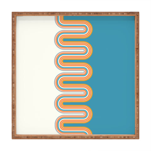 Sheila Wenzel-Ganny Retro Rainbow Wave Square Tray
