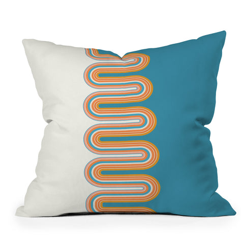 Sheila Wenzel-Ganny Retro Rainbow Wave Throw Pillow