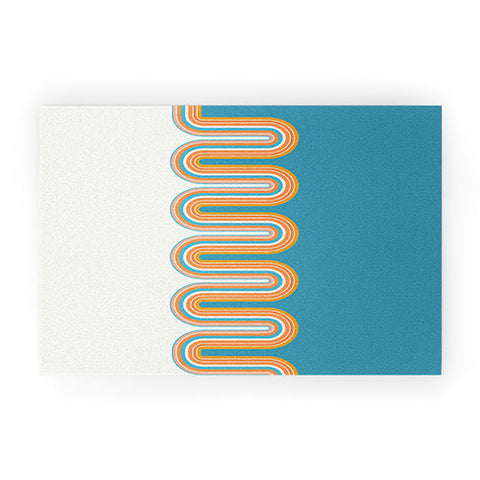 Sheila Wenzel-Ganny Retro Rainbow Wave Welcome Mat