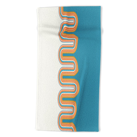 Sheila Wenzel-Ganny Retro Rainbow Wave Beach Towel