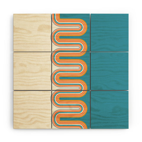 Sheila Wenzel-Ganny Retro Rainbow Wave Wood Wall Mural