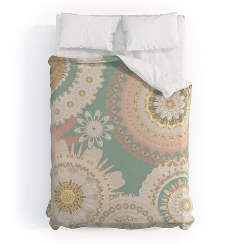 Sheila Wenzel-Ganny Rose Gold Mint Mandala Duvet Cover