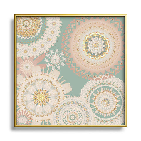 Sheila Wenzel-Ganny Rose Gold Mint Mandala Metal Square Framed Art Print