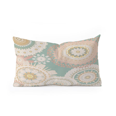 Sheila Wenzel-Ganny Rose Gold Mint Mandala Oblong Throw Pillow