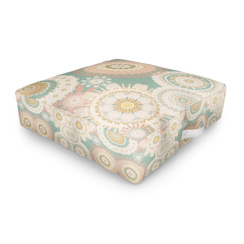 Sheila Wenzel-Ganny Rose Gold Mint Mandala Outdoor Floor Cushion