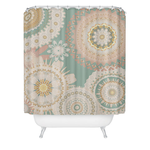 Sheila Wenzel-Ganny Rose Gold Mint Mandala Shower Curtain