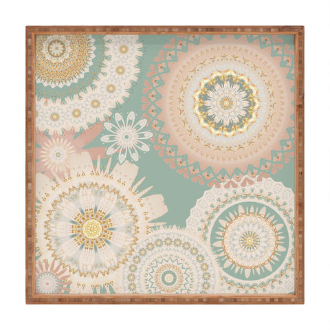 Sheila Wenzel-Ganny Rose Gold Mint Mandala Square Tray