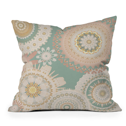 Sheila Wenzel-Ganny Rose Gold Mint Mandala Throw Pillow