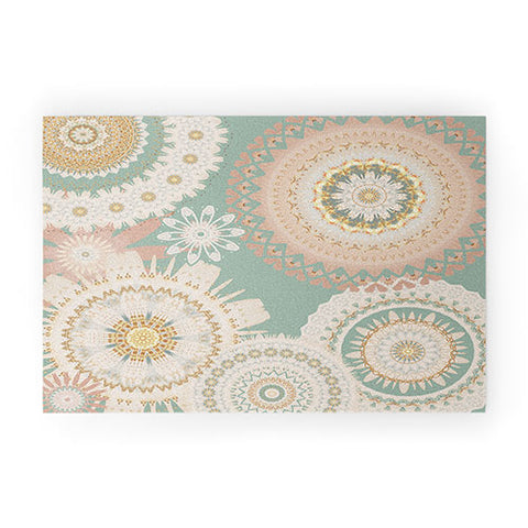Sheila Wenzel-Ganny Rose Gold Mint Mandala Welcome Mat