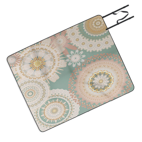 Sheila Wenzel-Ganny Rose Gold Mint Mandala Picnic Blanket