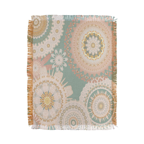 Sheila Wenzel-Ganny Rose Gold Mint Mandala Throw Blanket