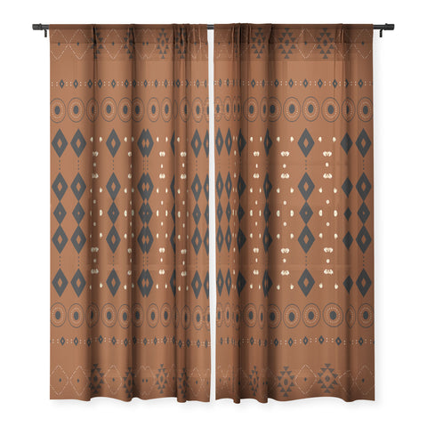 Sheila Wenzel-Ganny Rust Tribal Mud Cloth Sheer Non Repeat
