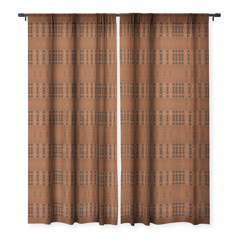 Sheila Wenzel-Ganny Rust Tribal Mud Cloth Sheer Window Curtain