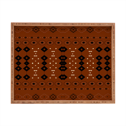 Sheila Wenzel-Ganny Rust Tribal Mud Cloth Rectangular Tray