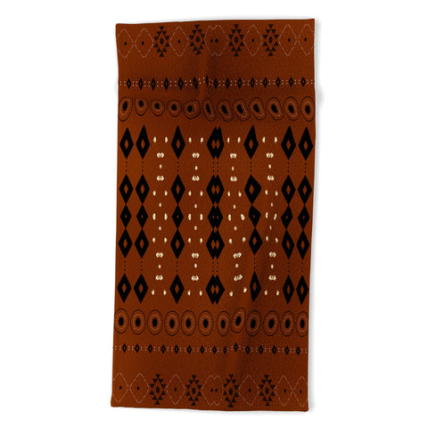 Sheila Wenzel-Ganny Rust Tribal Mud Cloth Beach Towel