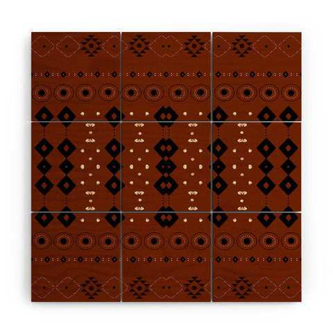 Sheila Wenzel-Ganny Rust Tribal Mud Cloth Wood Wall Mural