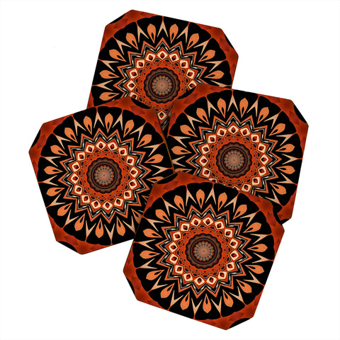 Sheila Wenzel-Ganny Rustic Orange Mandala Coaster Set