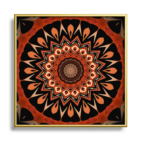 Sheila Wenzel-Ganny Rustic Orange Mandala Metal Square Framed Art Print