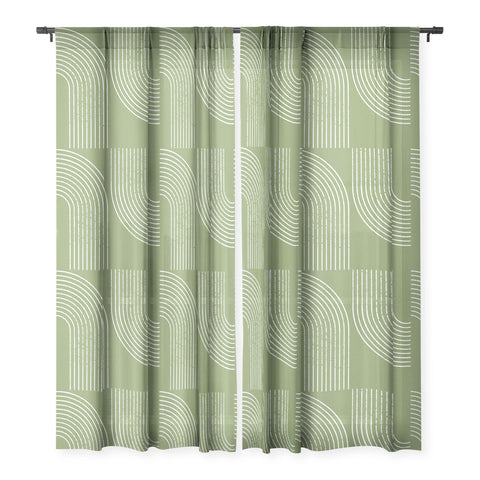 Sheila Wenzel-Ganny Sage Green Minimalist Sheer Window Curtain