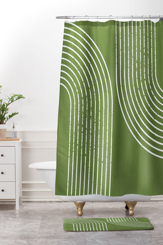 Sheila Wenzel-Ganny Sage Green Minimalist Shower Curtain And Mat