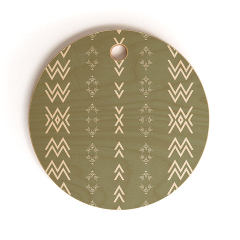 Sheila Wenzel-Ganny Sage Minimalist Mudcloth Cutting Board Round