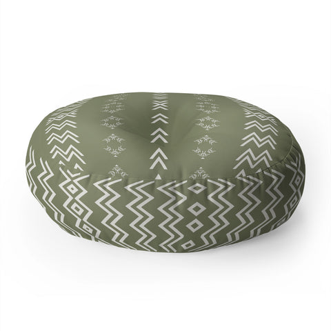 Sheila Wenzel-Ganny Sage Minimalist Mudcloth Floor Pillow Round