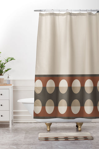 Sheila Wenzel-Ganny Sienna Minimalist Dot Stripes Shower Curtain And Mat