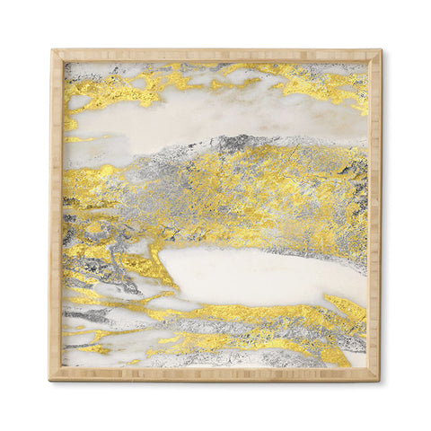 Sheila Wenzel-Ganny Silver and Gold Marble Design Framed Wall Art