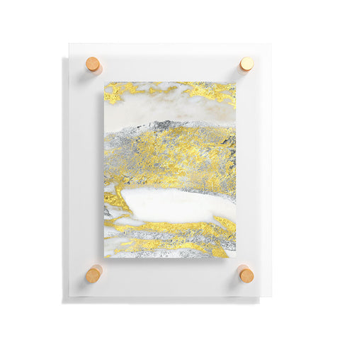 Sheila Wenzel-Ganny Silver and Gold Marble Design Floating Acrylic Print