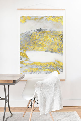 Sheila Wenzel-Ganny Silver and Gold Marble Design Art Print And Hanger