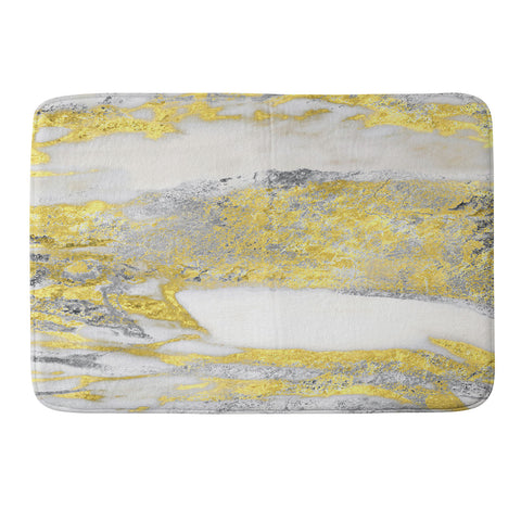 Sheila Wenzel-Ganny Silver and Gold Marble Design Memory Foam Bath Mat