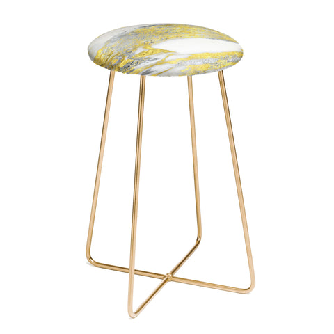 Sheila Wenzel-Ganny Silver and Gold Marble Design Counter Stool