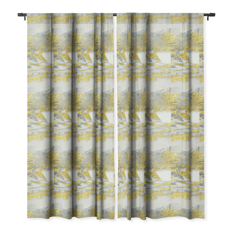 Sheila Wenzel-Ganny Silver and Gold Marble Design Blackout Window Curtain