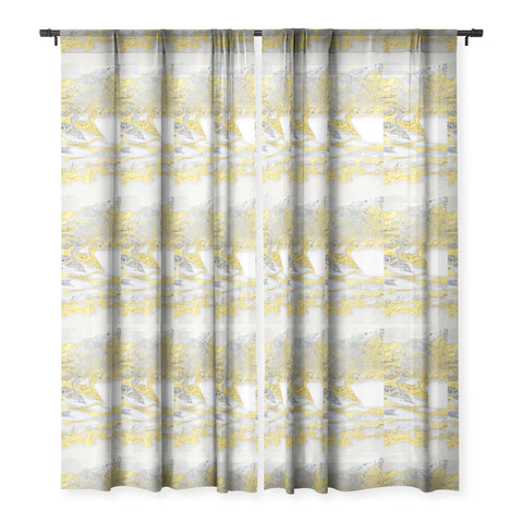 Sheila Wenzel-Ganny Silver and Gold Marble Design Sheer Window Curtain