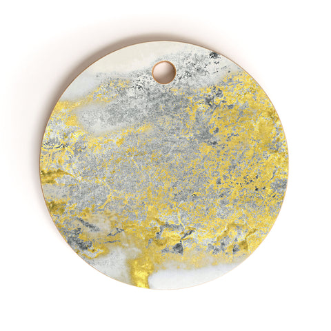 Sheila Wenzel-Ganny Silver and Gold Marble Design Cutting Board Round