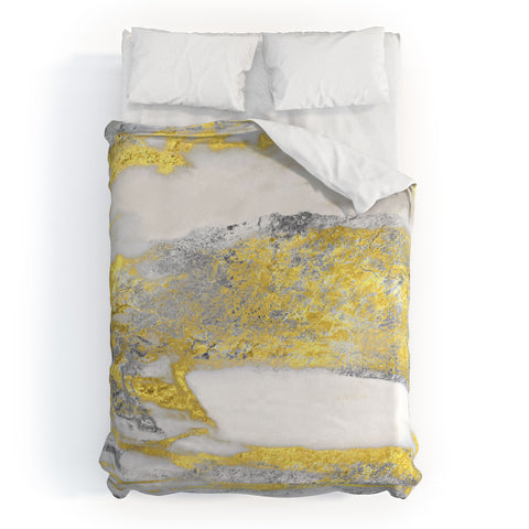 Sheila Wenzel-Ganny Silver and Gold Marble Design Duvet Cover