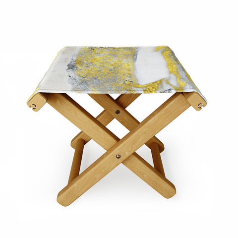 Sheila Wenzel-Ganny Silver and Gold Marble Design Folding Stool