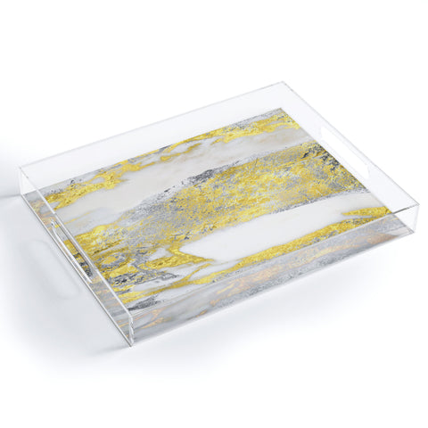 Sheila Wenzel-Ganny Silver and Gold Marble Design Acrylic Tray